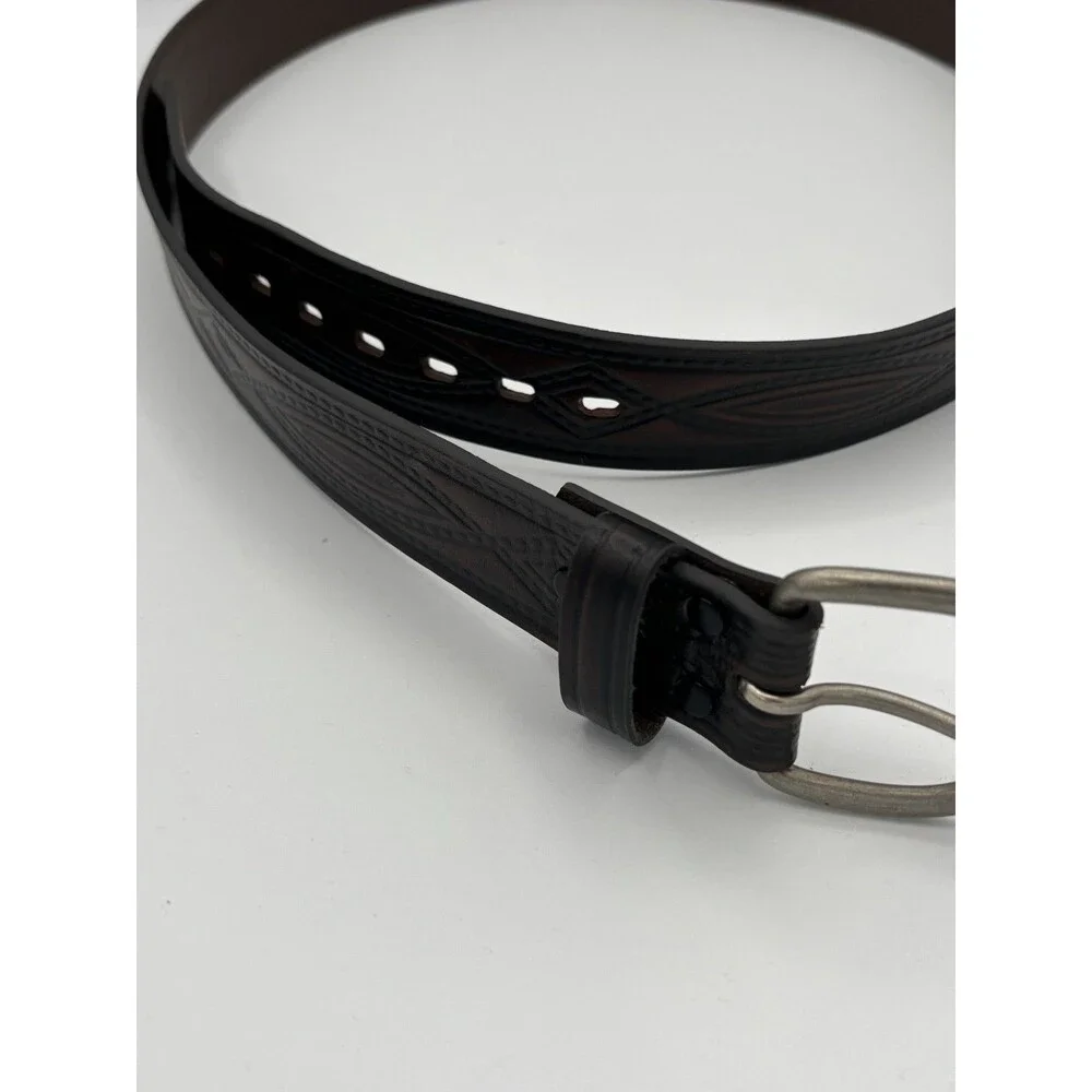 Vintage Wrangler Tooled Leather Belt Men‎ Western, Cowboy, Biker, Casual Sz 40